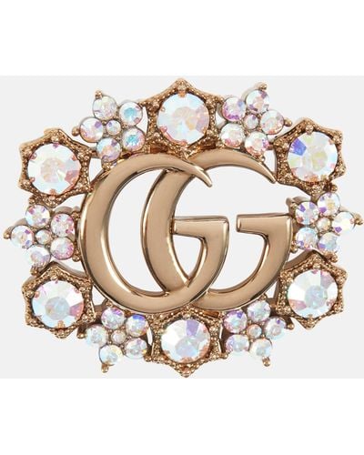 Gucci GG Crystal-embellished Brooch - Metallic
