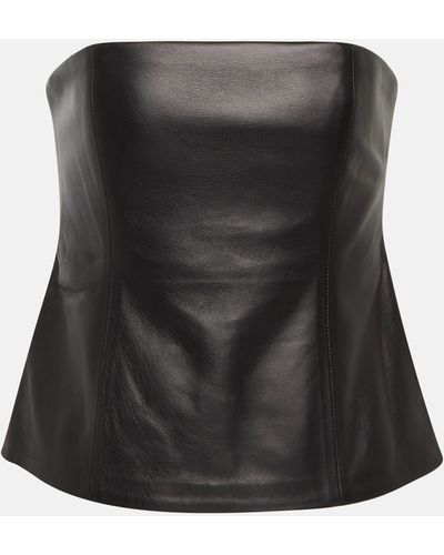 Co. Essentials Leather Bustier Top - Black