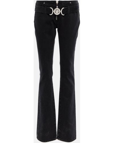Versace Belted Low-rise Flared Jeans - Black