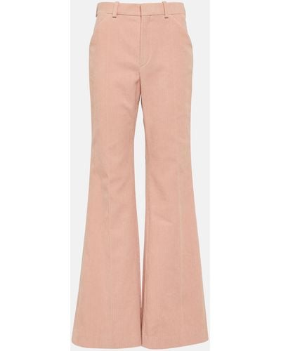 Chloé High-rise Flared Corduroy Pants - Pink