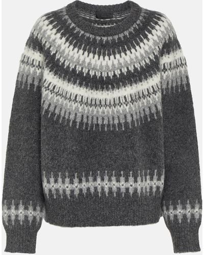 Nili Lotan Genevive Fair Isle Wool-blend Sweater - Grey