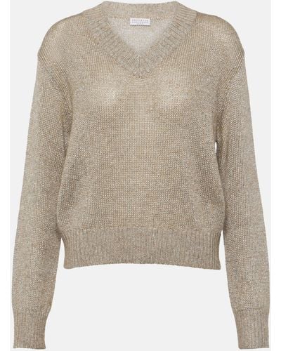 Brunello Cucinelli V-neck Sweater - Natural