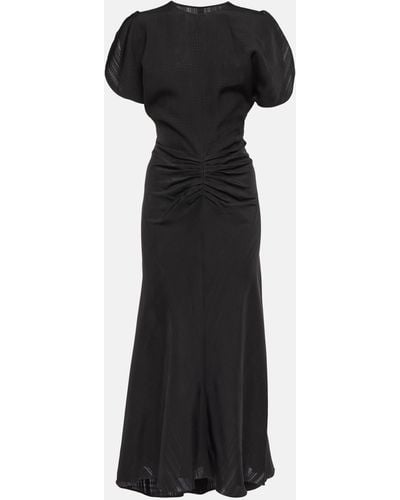 Victoria Beckham Crepe Midi Dress - Black