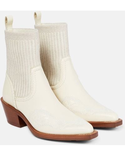 Chloé Nellie Leather Ankle Boots - White