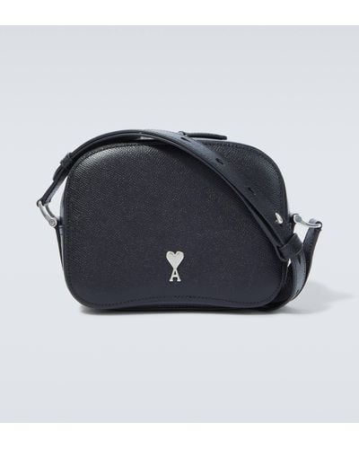 Ami Paris Logo Leather Shoulder Bag - Black
