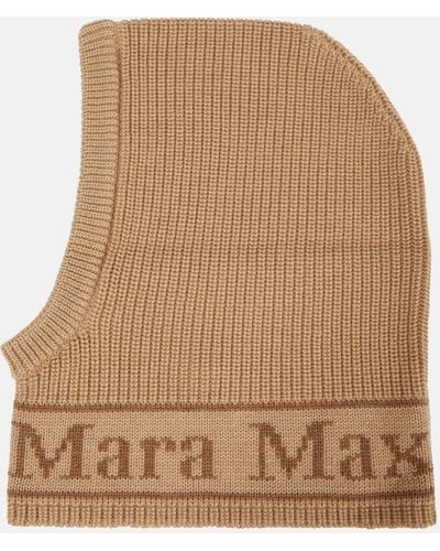 Max Mara Gong Logo Wool Ski Mask - Natural