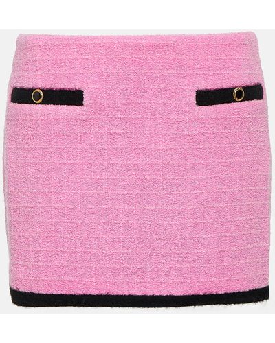 Alessandra Rich Wool-blend Boucle Miniskirt - Pink