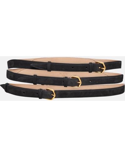 Alaïa Alaia Multi Slim Leather Belt - Black