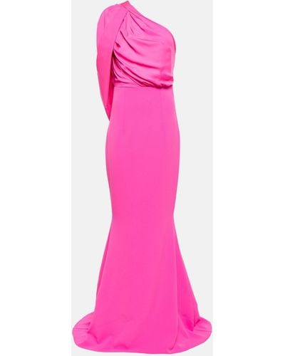 Safiyaa One-shoulder Cape Gown - Pink