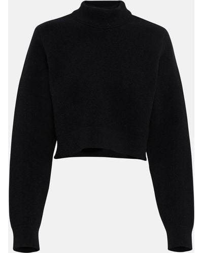 Alaïa Cropped Virgin Wool Turtleneck Sweater - Black