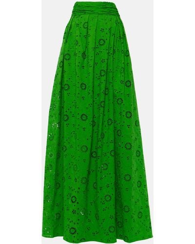 Carolina Herrera Openwork Cotton Maxi Skirt - Green
