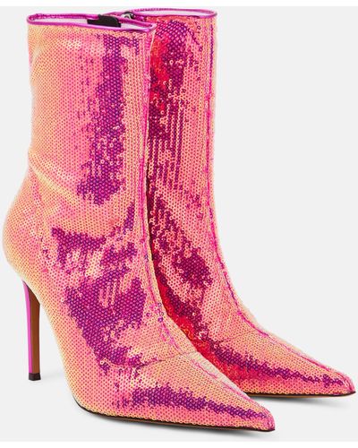 Alexandre Vauthier Sebert Sequined Ankle Boots - Pink