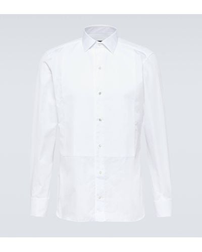 Zegna Cotton Pique Tuxedo Shirt - White