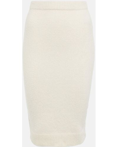 Tom Ford Knitted Cotton-blend Midi Skirt - White