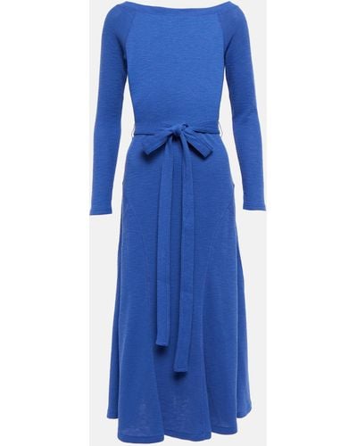 Polo Ralph Lauren Belted Cotton Midi Dress - Blue