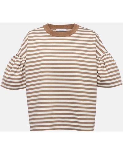 Max Mara Peirak Striped Jersey T-shirt - Natural