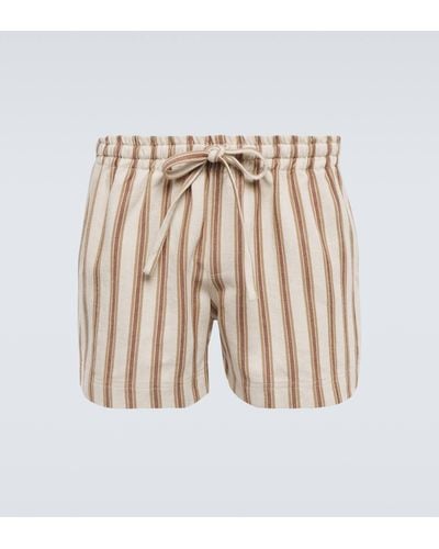 Commas Mocha-stripe Cotton-blend Shorts - Natural