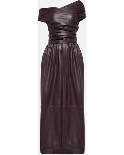 Altuzarra Corfu Off-shoulder Leather Maxi Dress - Purple