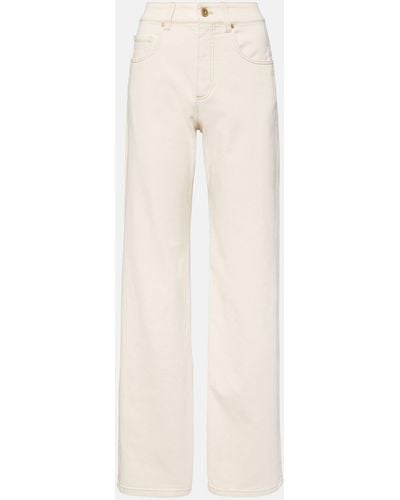Brunello Cucinelli Garment-dyed Wide-leg Jeans - Natural
