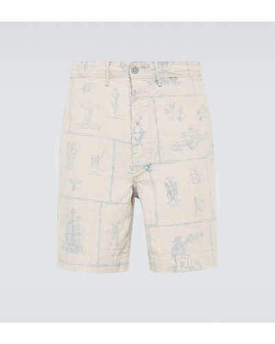 RRL Printed Linen Shorts - Natural