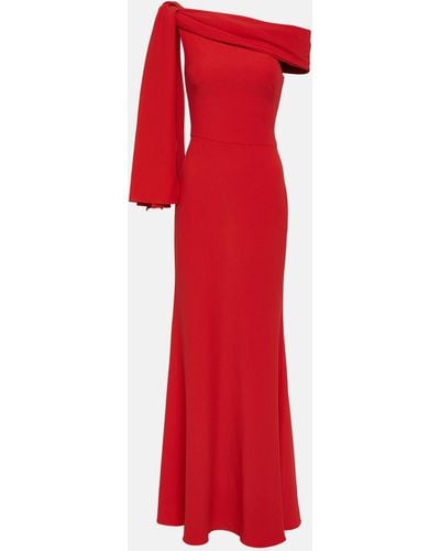 Alexander McQueen One-shoulder Draped Crepe Gown - Red