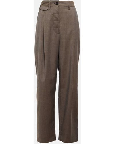 Totême High-rise Wide-leg Wool Pants - Brown