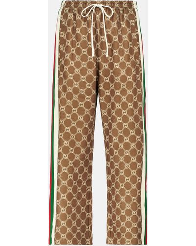 Gucci Webbing-trimmed Printed Tech-jersey Track Pants - Brown