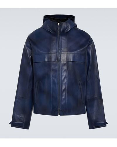 Berluti Hooded Leather Jacket - Blue