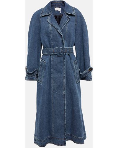 Chloé Belted Denim Coat - Blue
