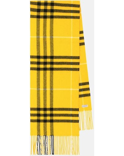 Burberry Check Wool And Cashmere Scarf - Yellow