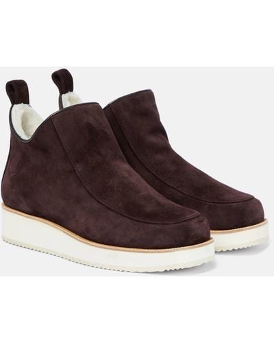 Gabriela Hearst Harry Shearling-lined Suede Ankle Boots - Brown