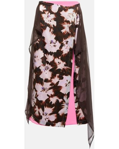 Dries Van Noten Floral Silk-blend Midi Skirt - Multicolour