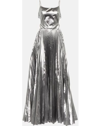 Christopher Kane Cutout Pleated Lame Gown - Grey