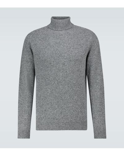 Sunspel Lambswool Turtleneck Sweater - Grey