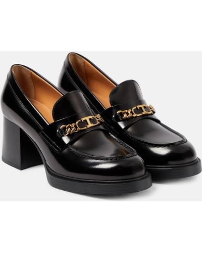 Tod's Leather Loafer Pumps - Black