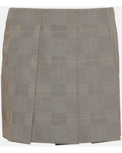 Sportmax Checked Pleated Miniskirt - Grey
