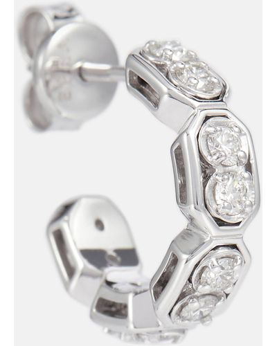 Eera Roma 18kt White Gold Single Hoop Earring With Diamonds - Metallic