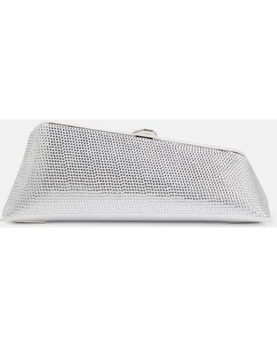 The Attico Long Night Embellished Leather Clutch - Grey