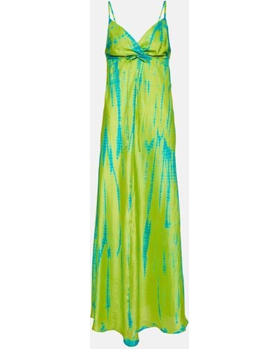 Anna Kosturova Tie-dyed Silk Maxi Dress - Green