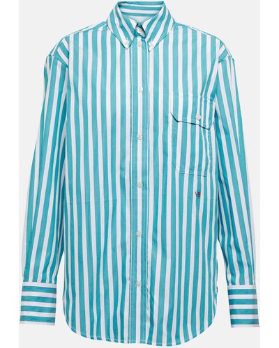 Victoria Beckham Striped Cotton Shirt - Blue
