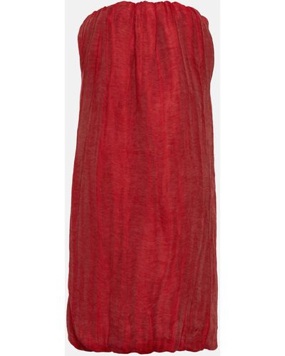 Khaite Strapless Silk Midi Dress - Red