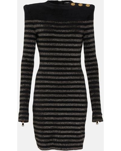 Balmain Lurex® Striped Minidress - Black