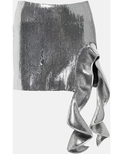 David Koma Sequined Ruffled Miniskirt - Grey