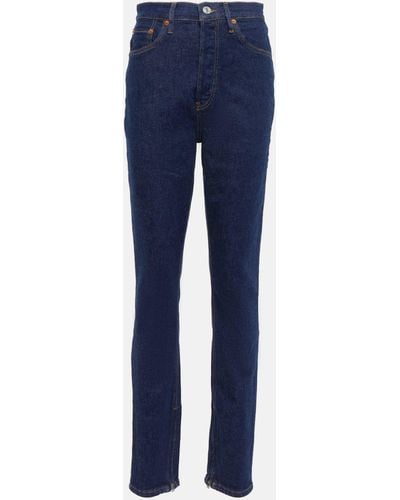 RE/DONE Super High Drainpipe Slim Jeans - Blue