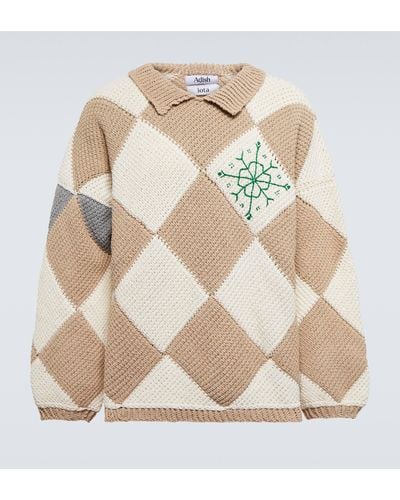 Adish Jacquard Cotton Sweater - Natural