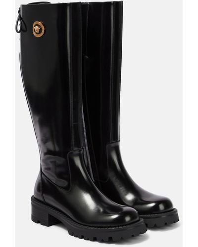 Versace Patent Leather Knee-high Boot - Black
