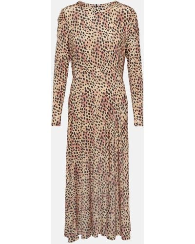 RIXO London Cerise Leopard-print Midi Dress - Natural