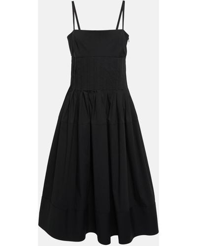 Proenza Schouler Pleated Cotton-blend Poplin Midi Dress - Black