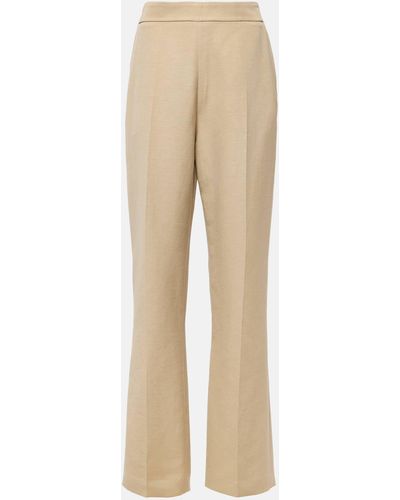 TOVE Ilaria Cotton-blend Straight Pants - Natural