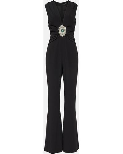 Balmain Embellished Crepe Jumpsuit - Black